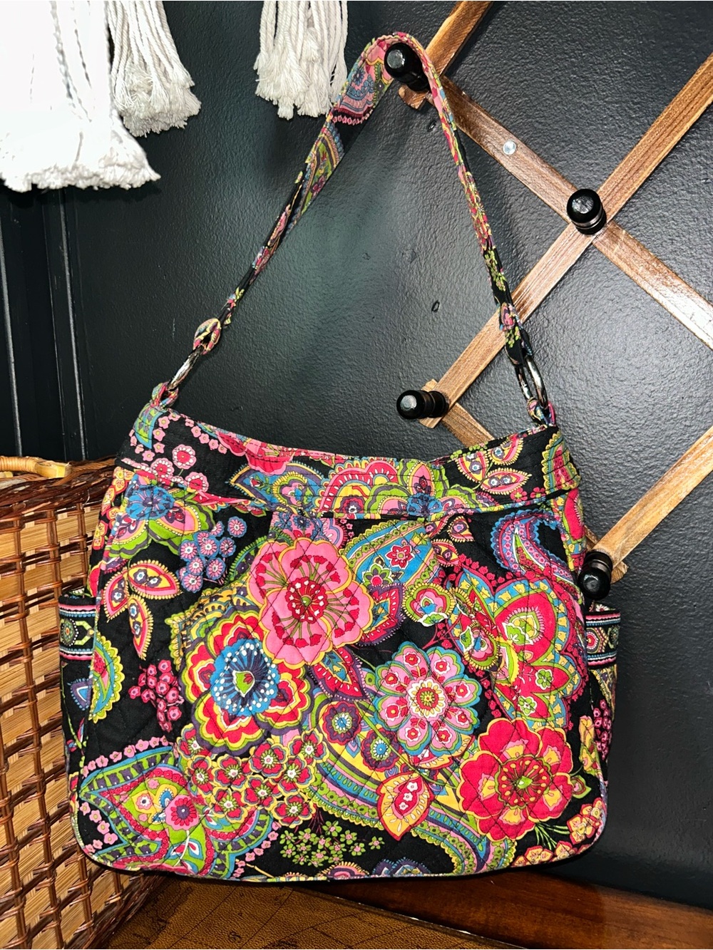 Vera Bradley Symphony In Hue Reversible Tote Hobo Shoulder Bag Retired Pattern